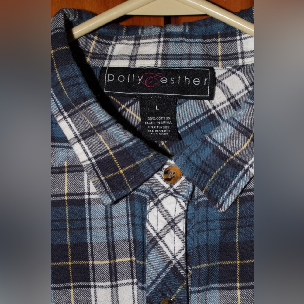 Women’s Polly & Esther Blue Plaid Shirt